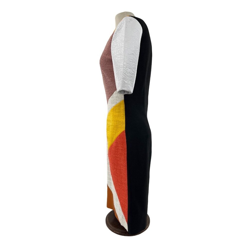 Roksanda Ilincic Color Block Midi Dress Size 10 Multicolored Half Sleeve Back Zi - Picture 2 of 10